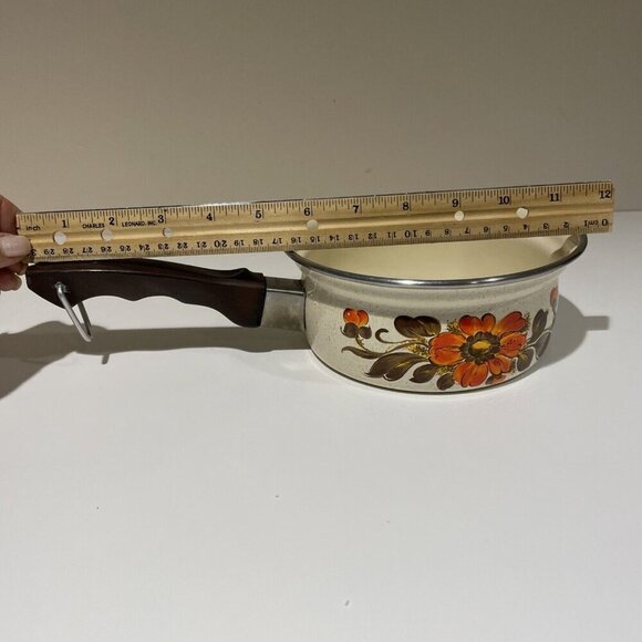 Vintage 1970's Enamelware Moneta #14 Sauce Pan 1 Qt No Lid Made in Italy 6 5/8" - Picture 11 of 11